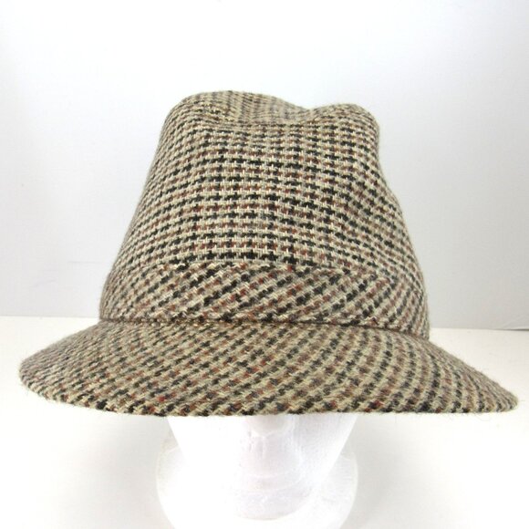 YoungAn Fashion Men's Green Tweed 3 Panel Fedora Size L 7 1/4-7 3/8 Made  Korea - Picture 1 of 9